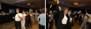 Dr Susan Love dancing at a National Breast Cancer Coalition meeting
